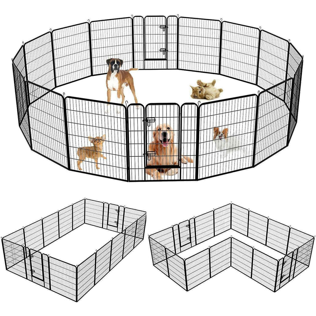 Rosy Brown Heavy Duty Iron Panels Foldable Metal Dog Fence - Gate Crate Kennel - Cage Pet Playpen(4 Size)