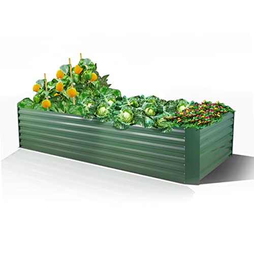70.9" L Outdoor Metal Raised Garden Bed Vegetable Planter Box for Vegetables, Flowers, Herbs, and Succulents Garden Bed Kit, Green
