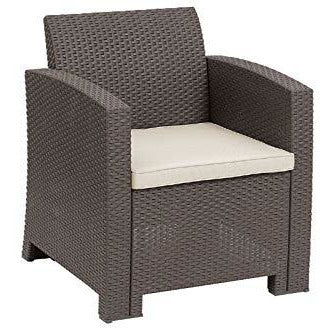 Dim Gray Conversation Sets Outdoor Patio Furniture 3 Pieces Rattan Wicker Chairs Seat with Table