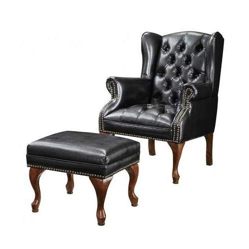 Dark Slate Gray Coaster 900262 | Black  Leather Accent Chair and Ottoman