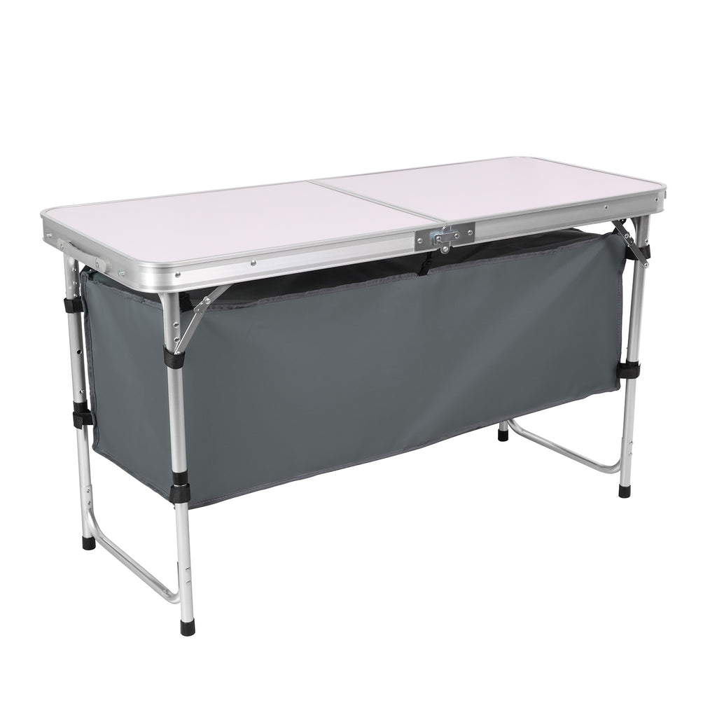 Dim Gray Folding Camping Picnic Table w/Extended Panel, Compact Aluminum Lightweight Picnic Table