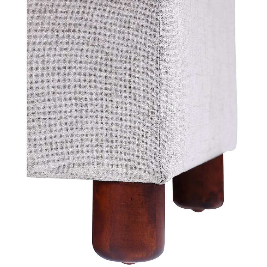 Gray 39'' Storage Bench Tufted Linen Fabric Ottoman Storage Bench