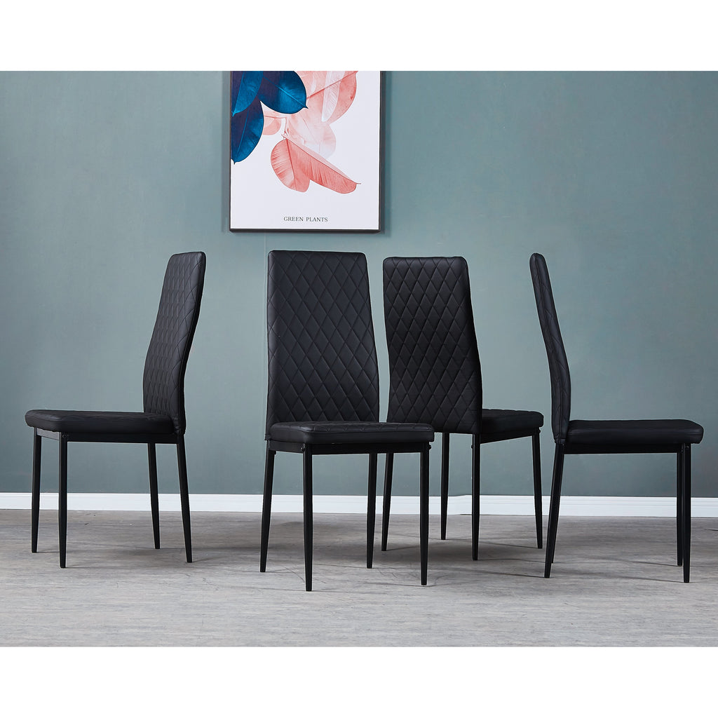 Dark Slate Gray Modern Diamond Grid Pattern Minimalist Dining Chairs