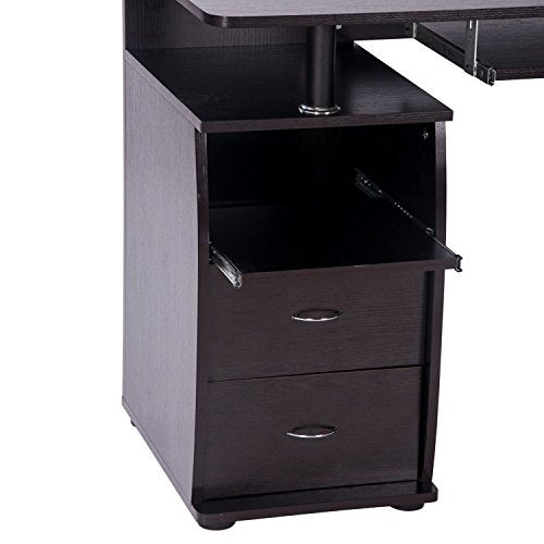 Dark Slate Gray Home Office Computer Desk Table with Keyboard Tray and Drawers