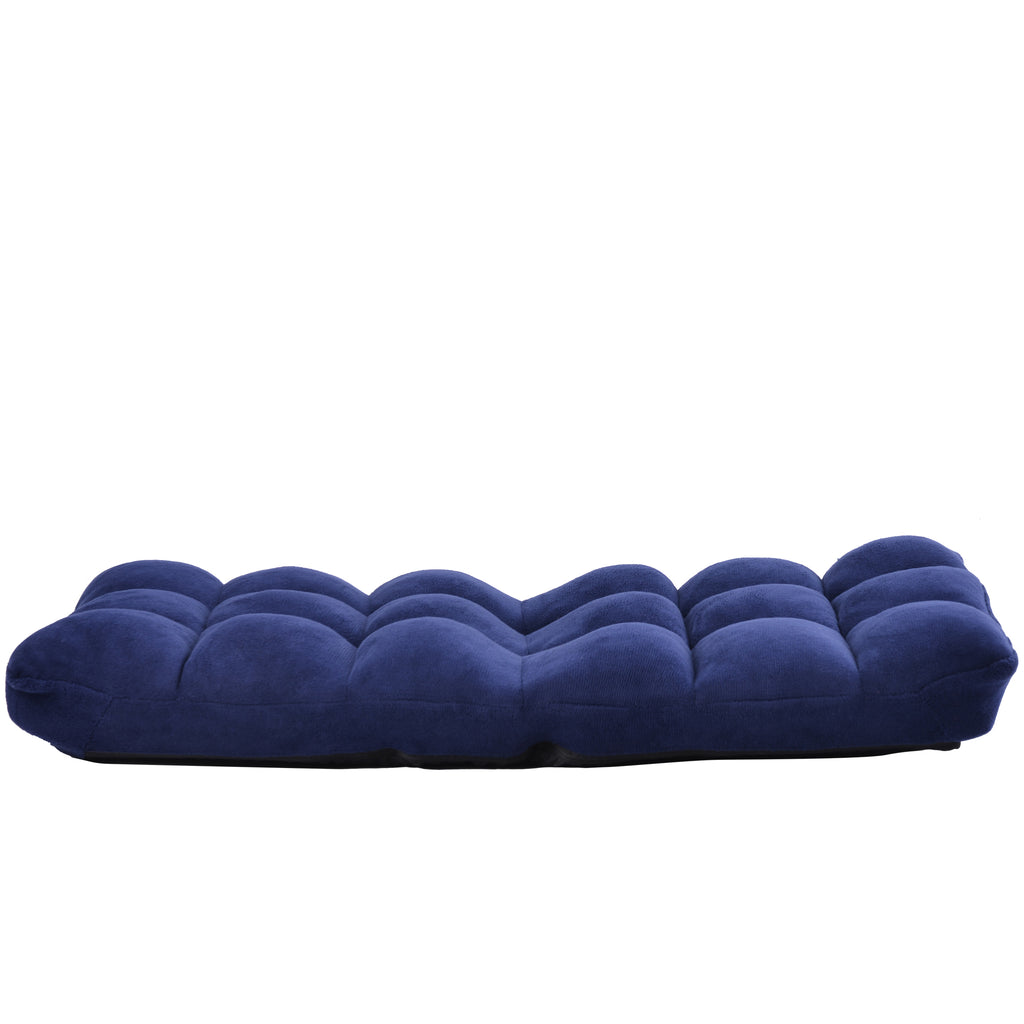 Dark Slate Blue Fabric Upholstered Folding Lazy Sofa Chair Floor Sofa Chair Five Angle Adjustable