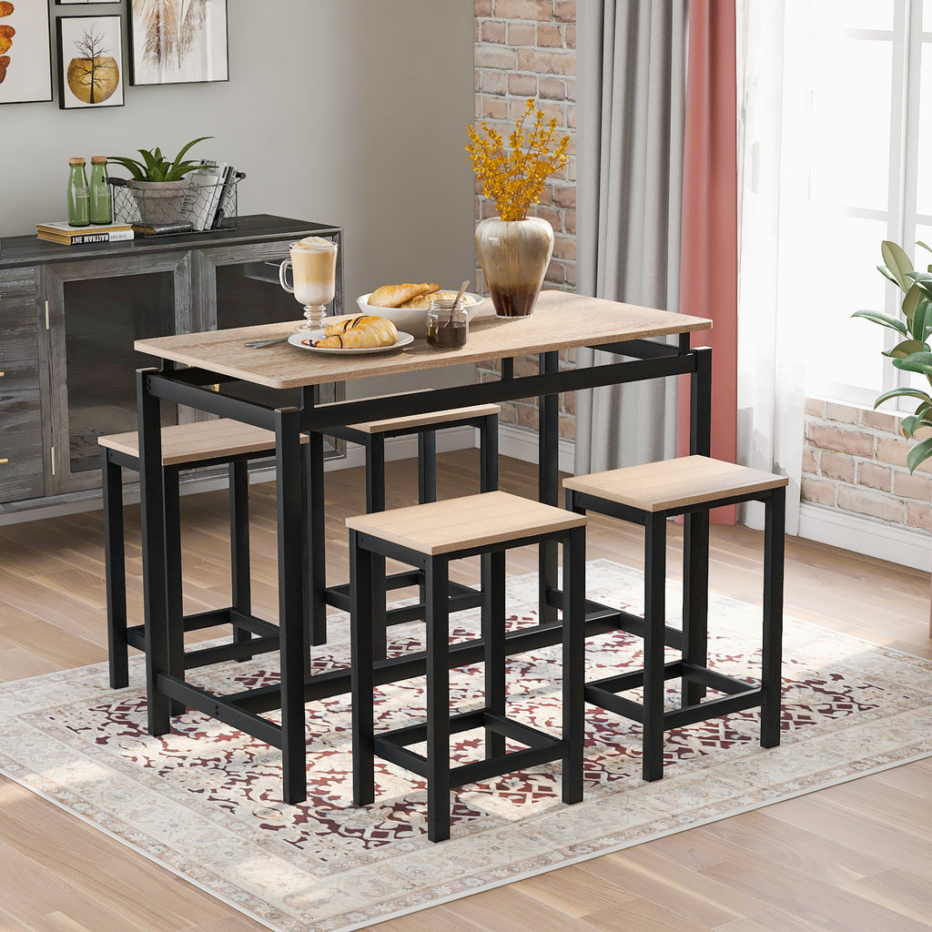 Black 5 Counts - Kitchen Counter Height Table Set Dining Table with 4 Chairs BH196232