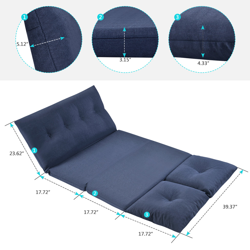 Adjustable Fabric Folding Chaise Lounge Sofa Floor Couch and Sofa Navy Blue - Size