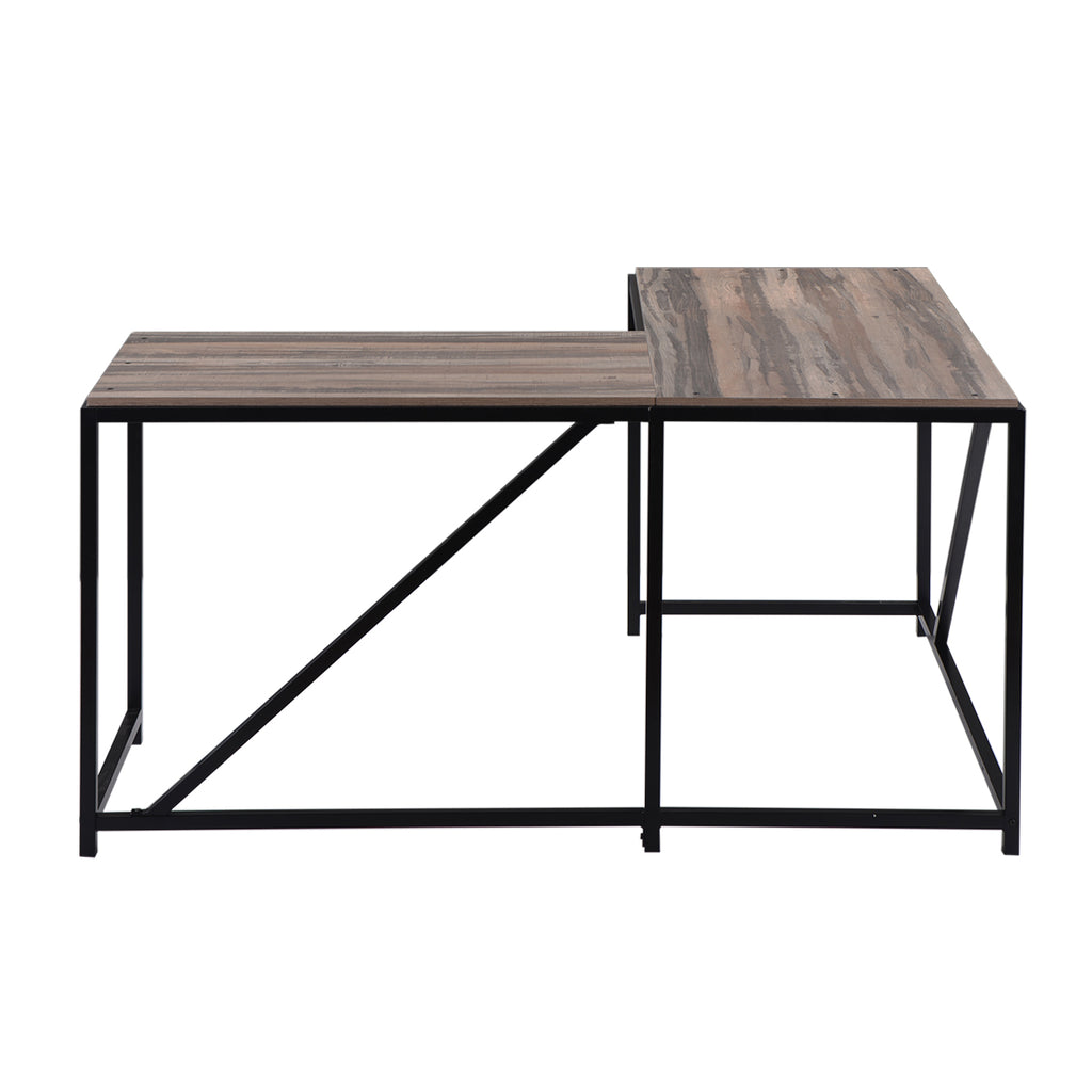 Slate Gray L-Shaped Computer Desk with Modern Style and MDF Board Walnut Home Office BH192849