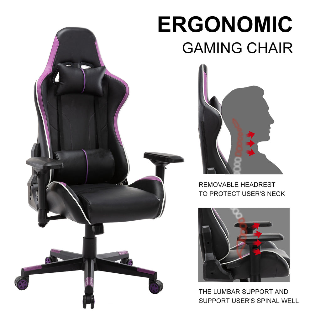 Black High-Back PU Leather Game Chair Adjustable Office Desk Chair