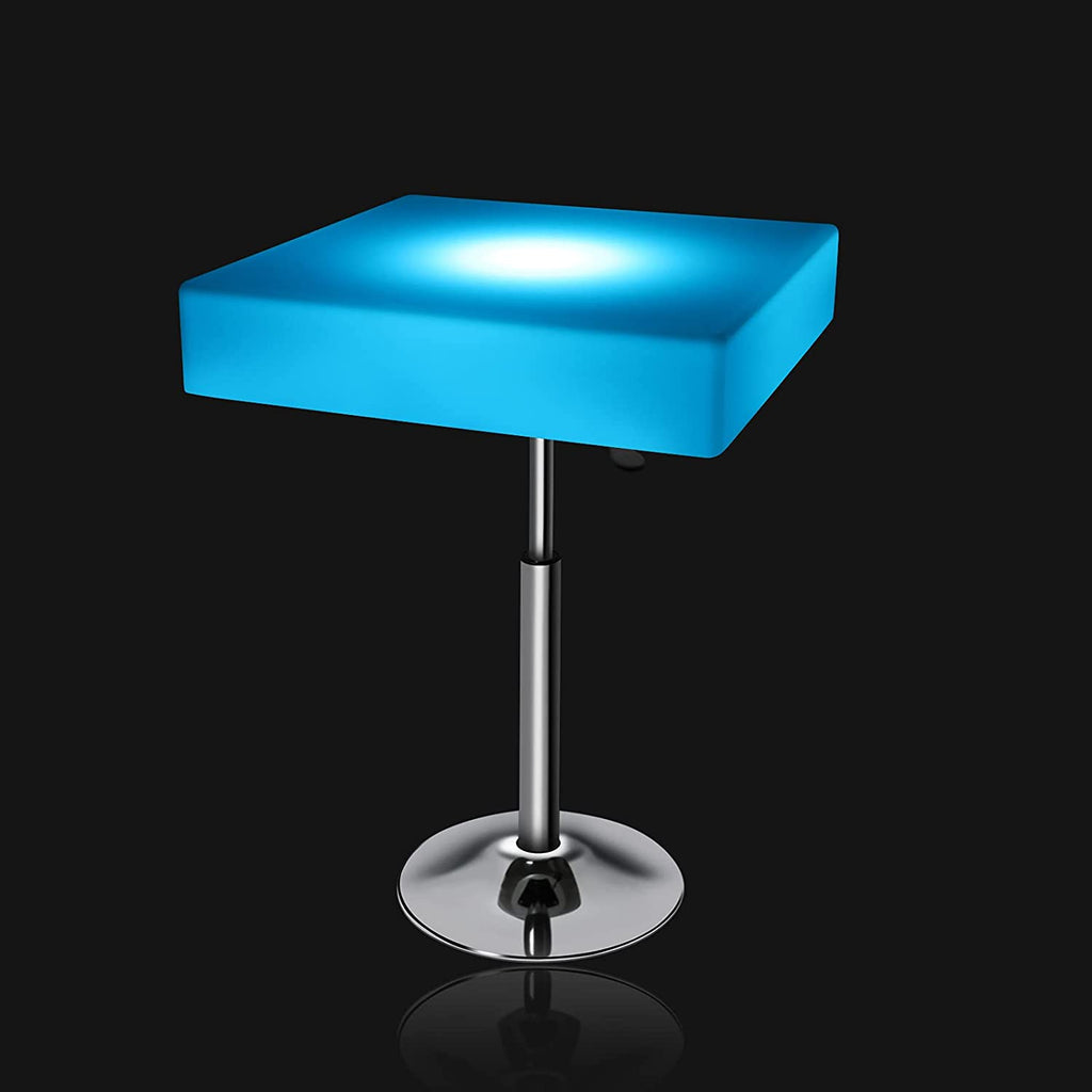 Black LED Light Up Square Top Table ,  Adjustable Height 26" to 34" Remote Control for Color Chaining (Square)