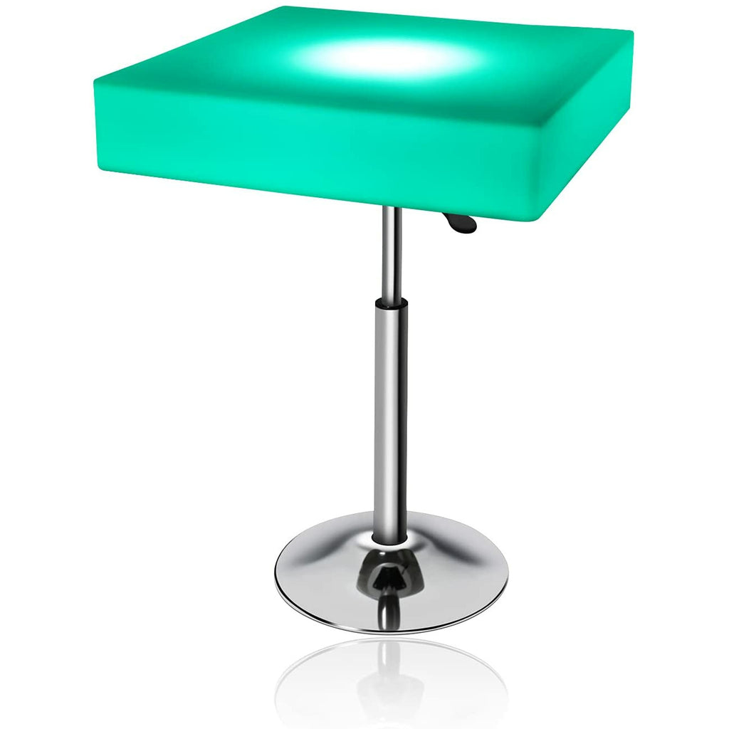 Light Sea Green LED Light Up Square Top Table ,  Adjustable Height 26" to 34" Remote Control for Color Chaining (Square)