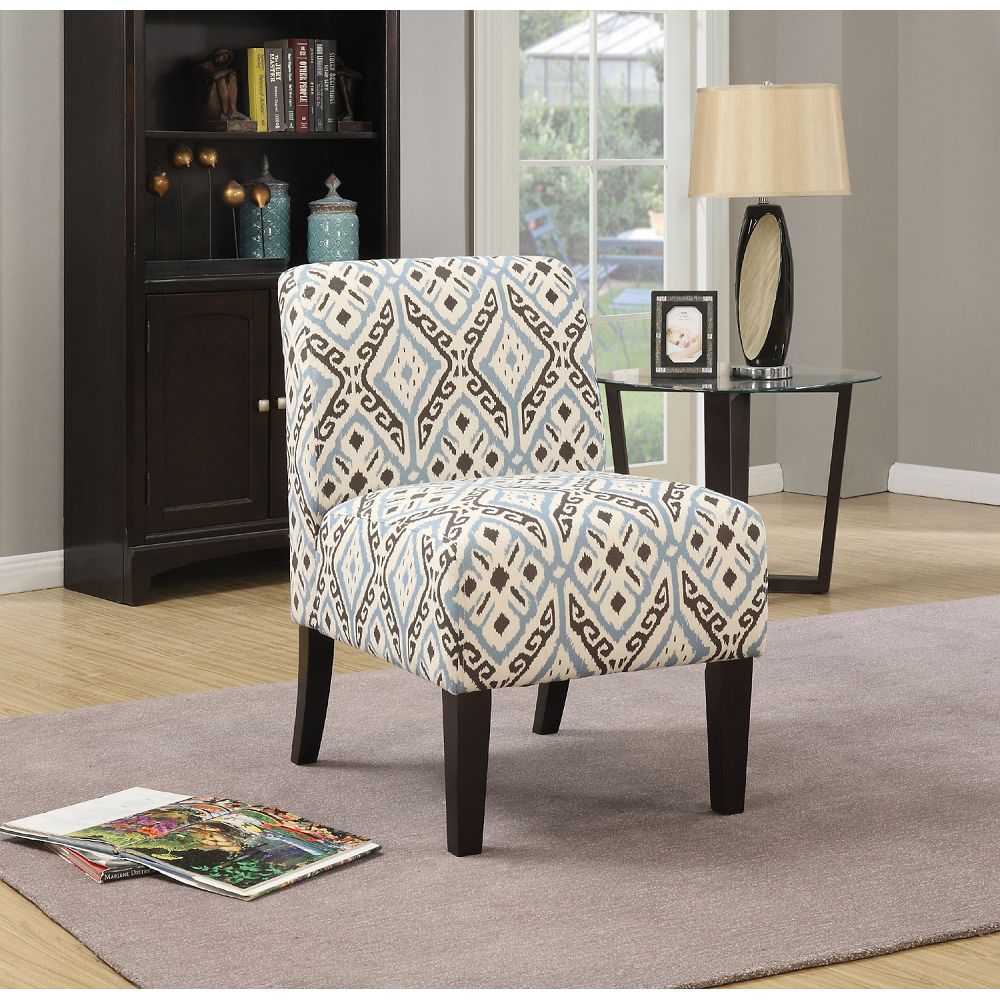 Gray Pattern Fabric Upholstered Armless Accent Chair