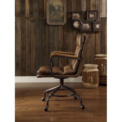 Dark Slate Gray Modern Executive Office Chair Swivel Computer Gaming Chair w/Armrest Top Grain Leather