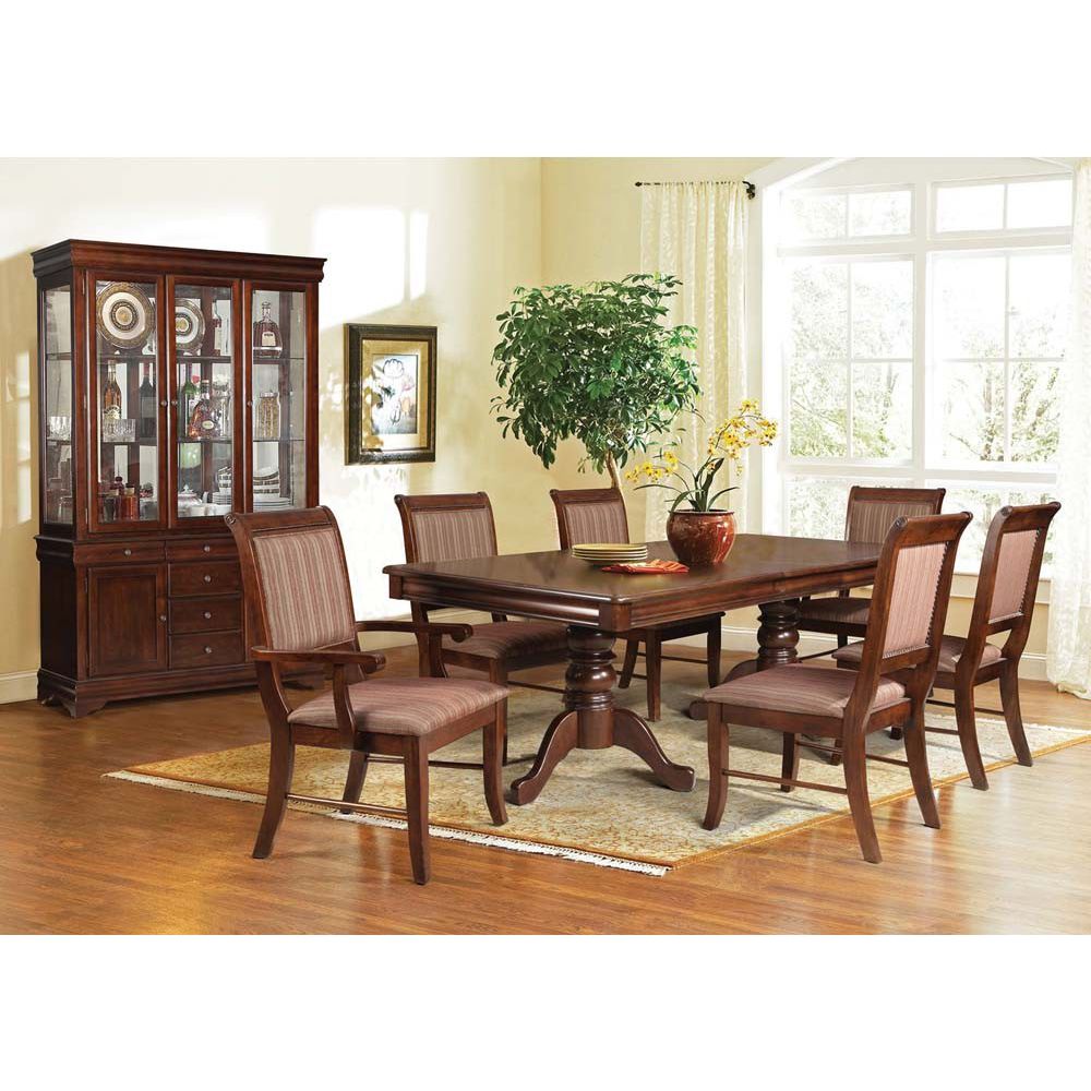 Dark Olive Green Padded Seat & Back Dining Side Chairs w/Wooden Cabriole Leg in Fabric & Espresso - Set Of 2 BH60683