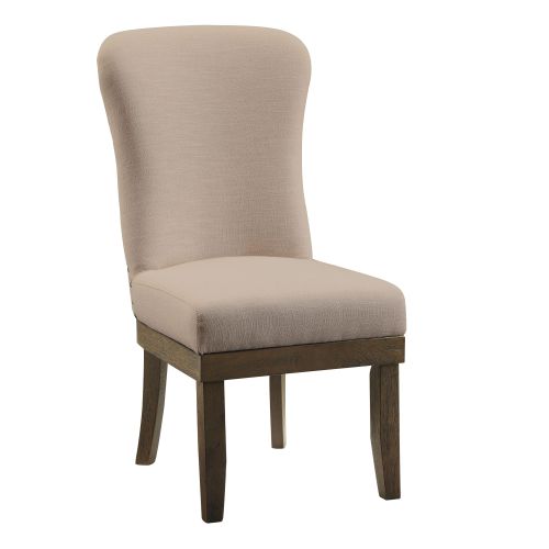 Rosy Brown 2 Counts - Wingback Dining Chair Side Chair Nail Head Trim in Beige Linen & Salvage Brown