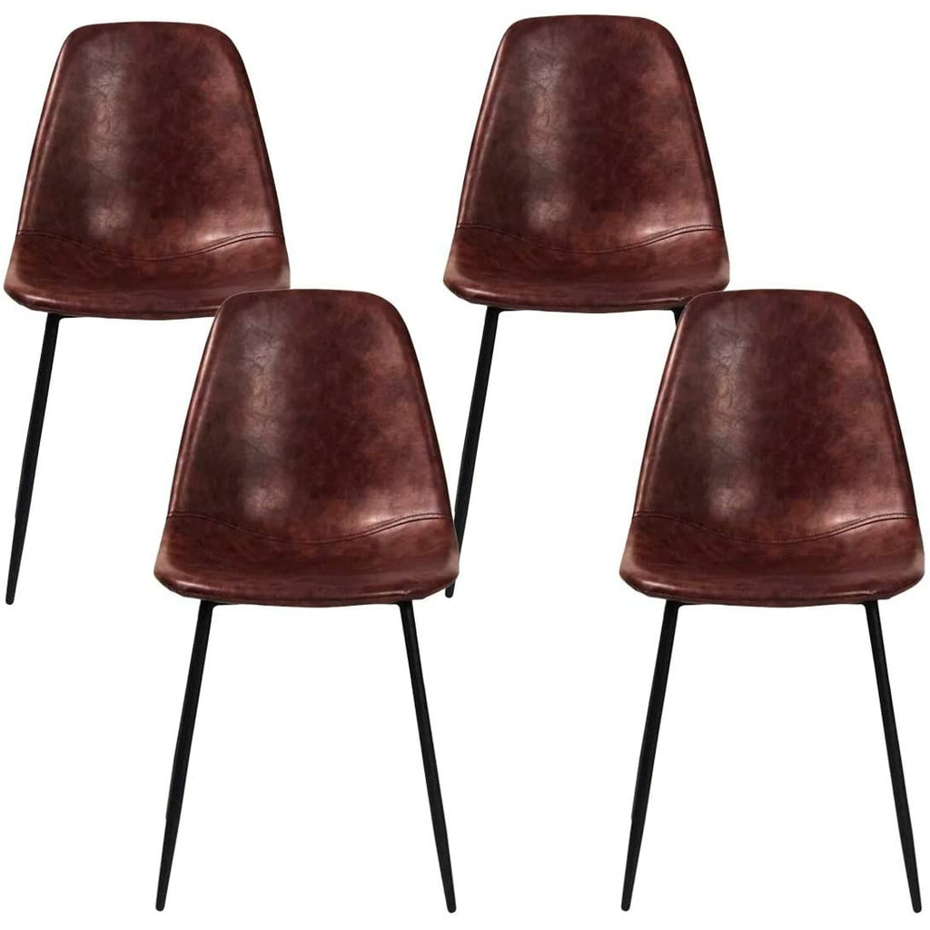 Dark Slate Gray Side Metal Legs Cushion Seat Back Dining Room Chairs Set of 4