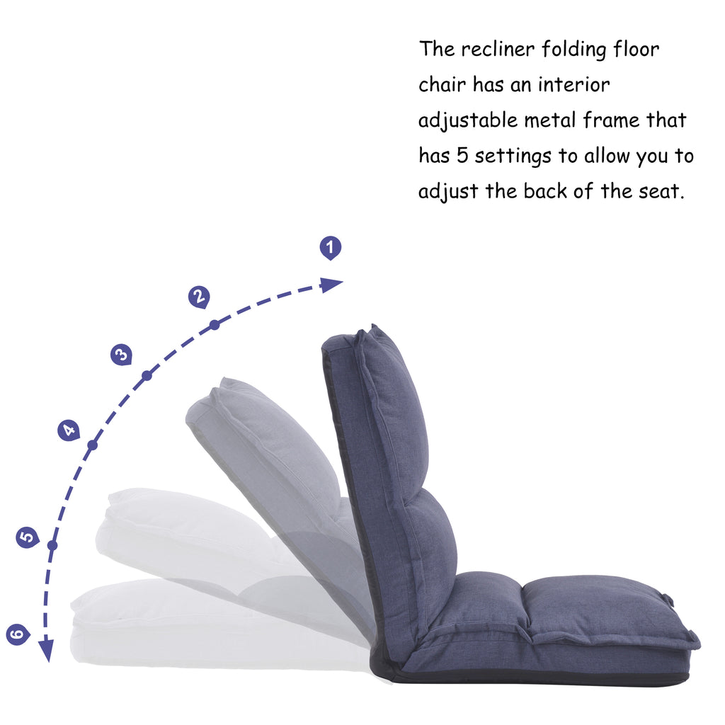 Dim Gray Fabric Upholstered Folding Lazy Sofa Chair Adjustable Floor Sofa Chair BH192325