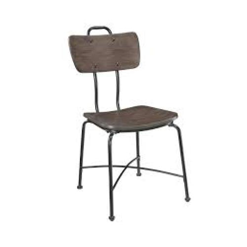 Dim Gray Wooden Seat & Back Armless Chairs Dining Height w/Metal Legs in Walnut & Black - Set Of 2