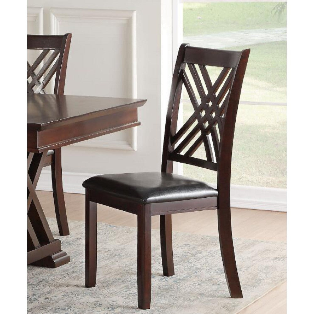 Gray Hollow Back Side Chair Dining Room in Black PU & Espresso - Set Of 2 BH71857