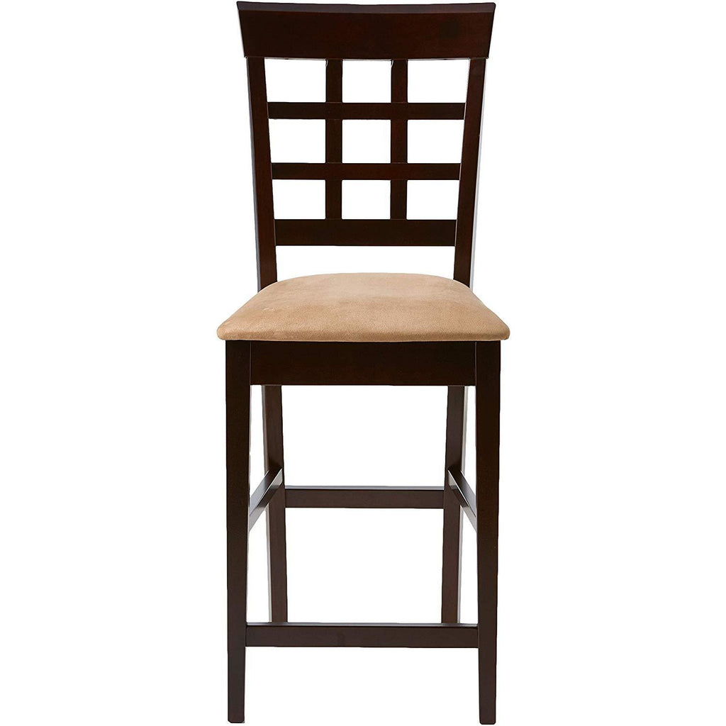 Tan Coaster 25"Lattice Back Armless Counter Height Stools with Cushion Seat - Set of 2