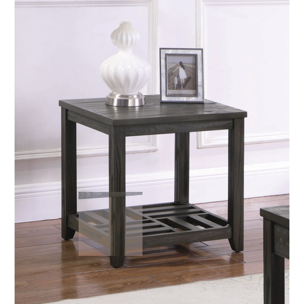 Lavender Coaster -Shelf Rectangular End Table Bedside Nightstand(Grey)