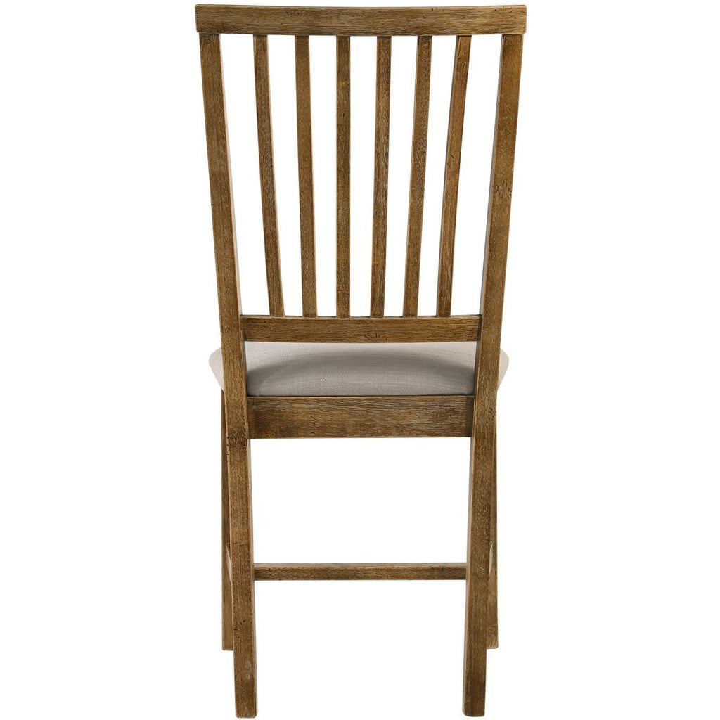 Saddle Brown Wallace II Side Chair Tan Linen & Weathered Oak _ Set Of 2