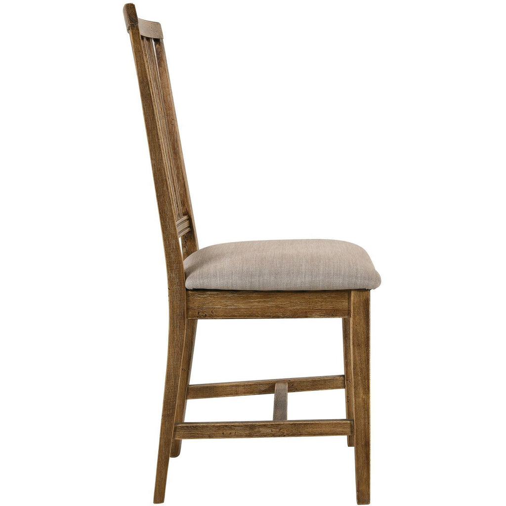 Dark Gray Wallace II Side Chair Tan Linen & Weathered Oak _ Set Of 2