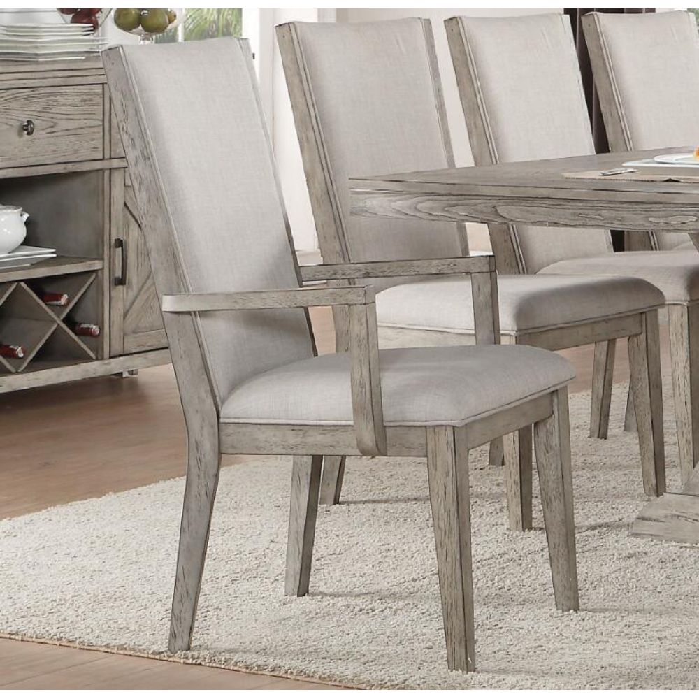 Rosy Brown Upholstered Side Chairs Dining Room in Fabric & Gray Oak Set Of 2 BH72862 BH72863