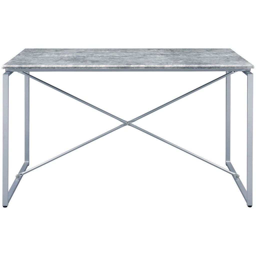 White Smoke Industrial Style Rectangular Dining Table_Silver