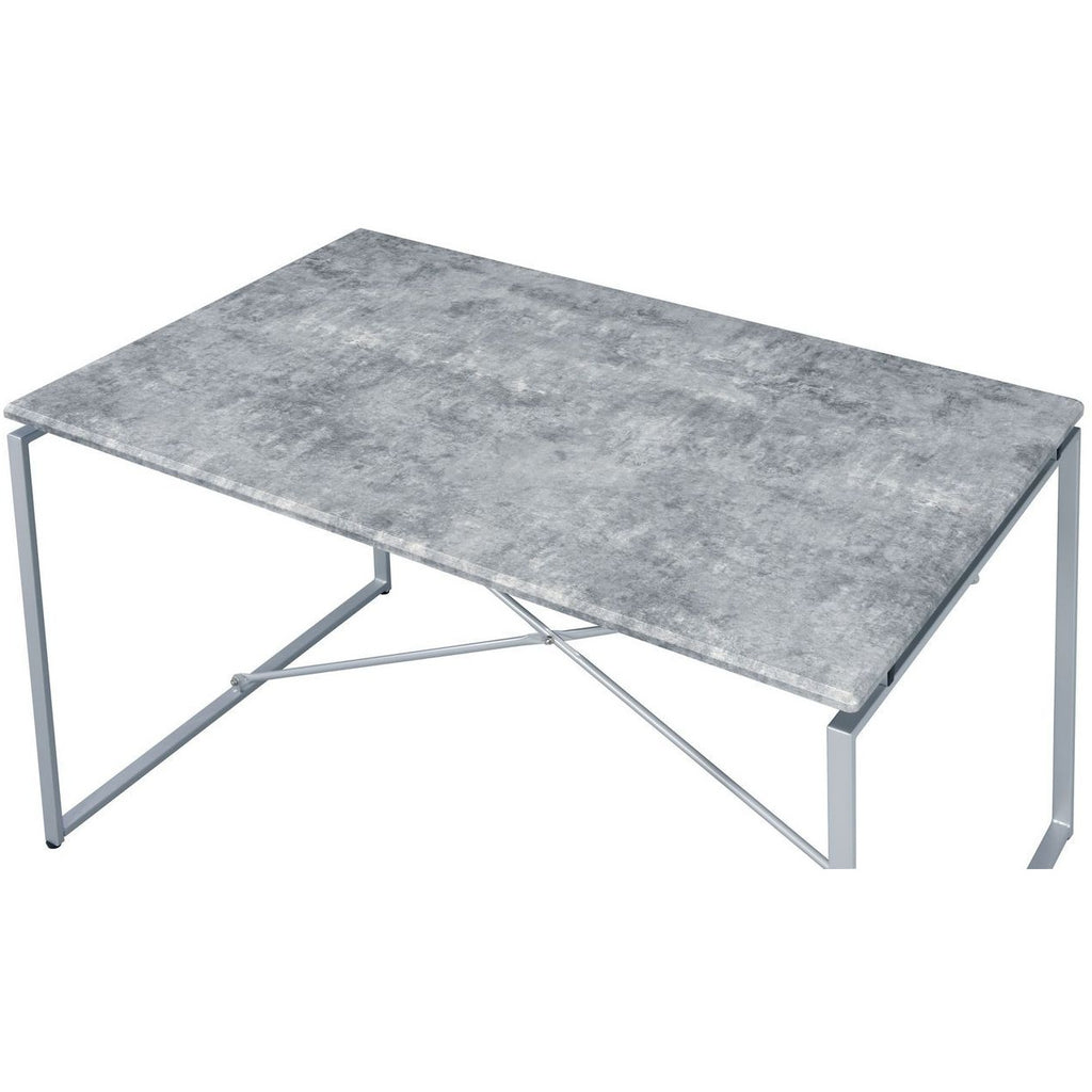 Dark Gray Industrial Style Rectangular Dining Table_Silver