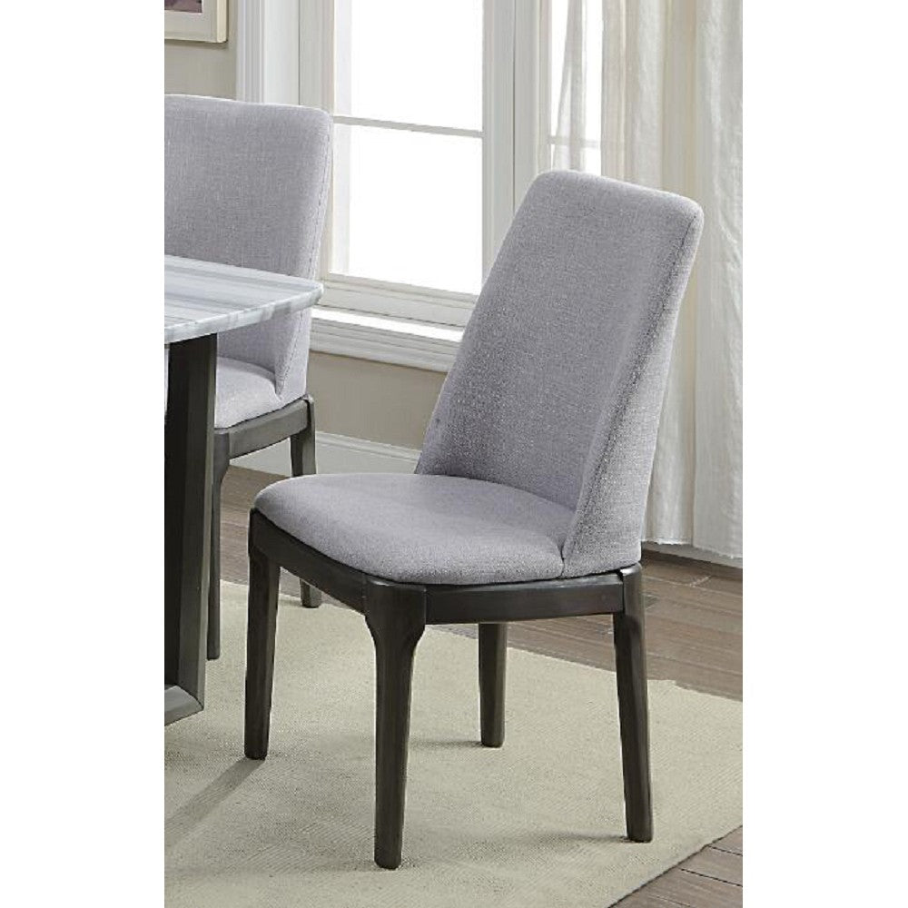 Slate Gray Madan Side Chairs in Light Gray Linen & Gray Oak