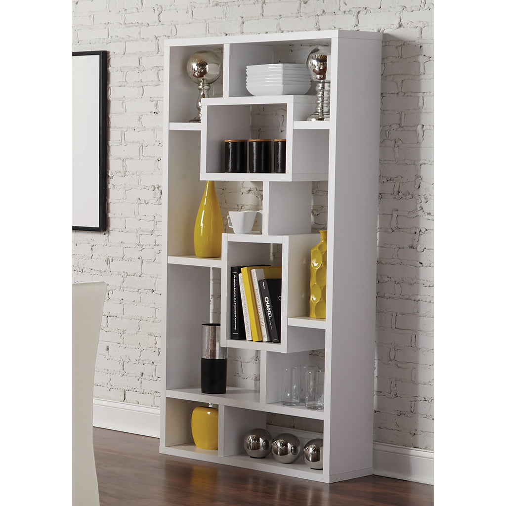 Sienna 10-Shelf Rectangular Bookcase Storage Shelf White Space-saving Book organizer Home Decor