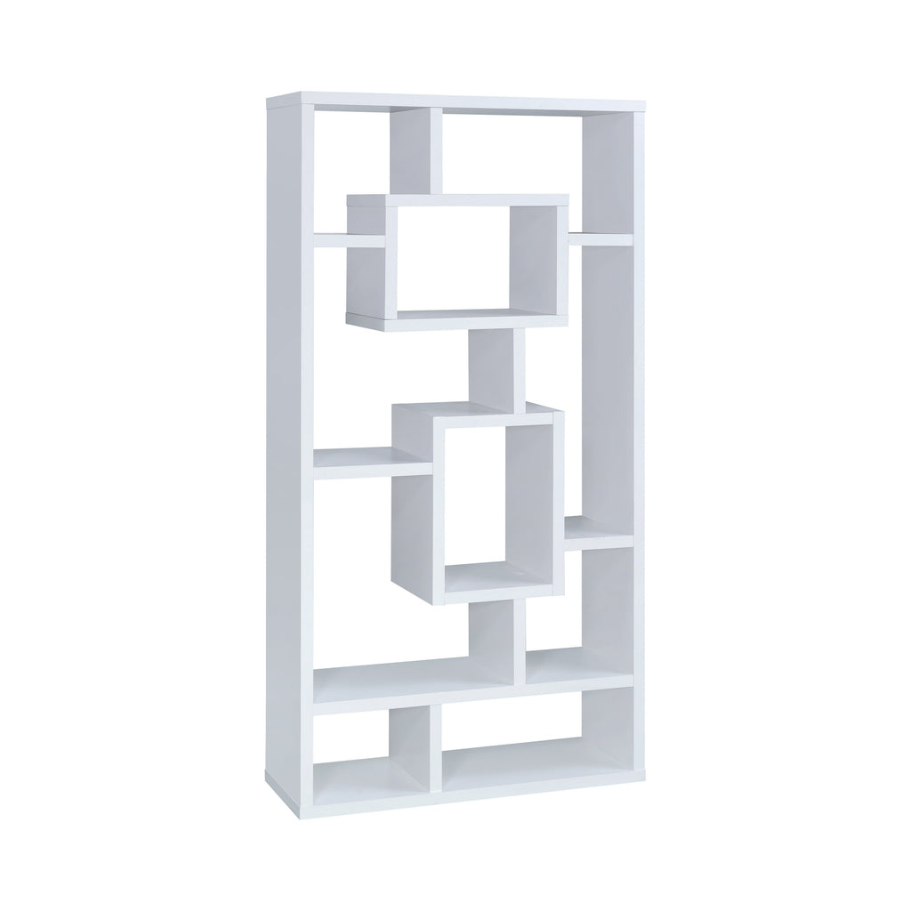 Gray 10-Shelf Rectangular Bookcase Storage Shelf White Space-saving Book organizer Home Decor