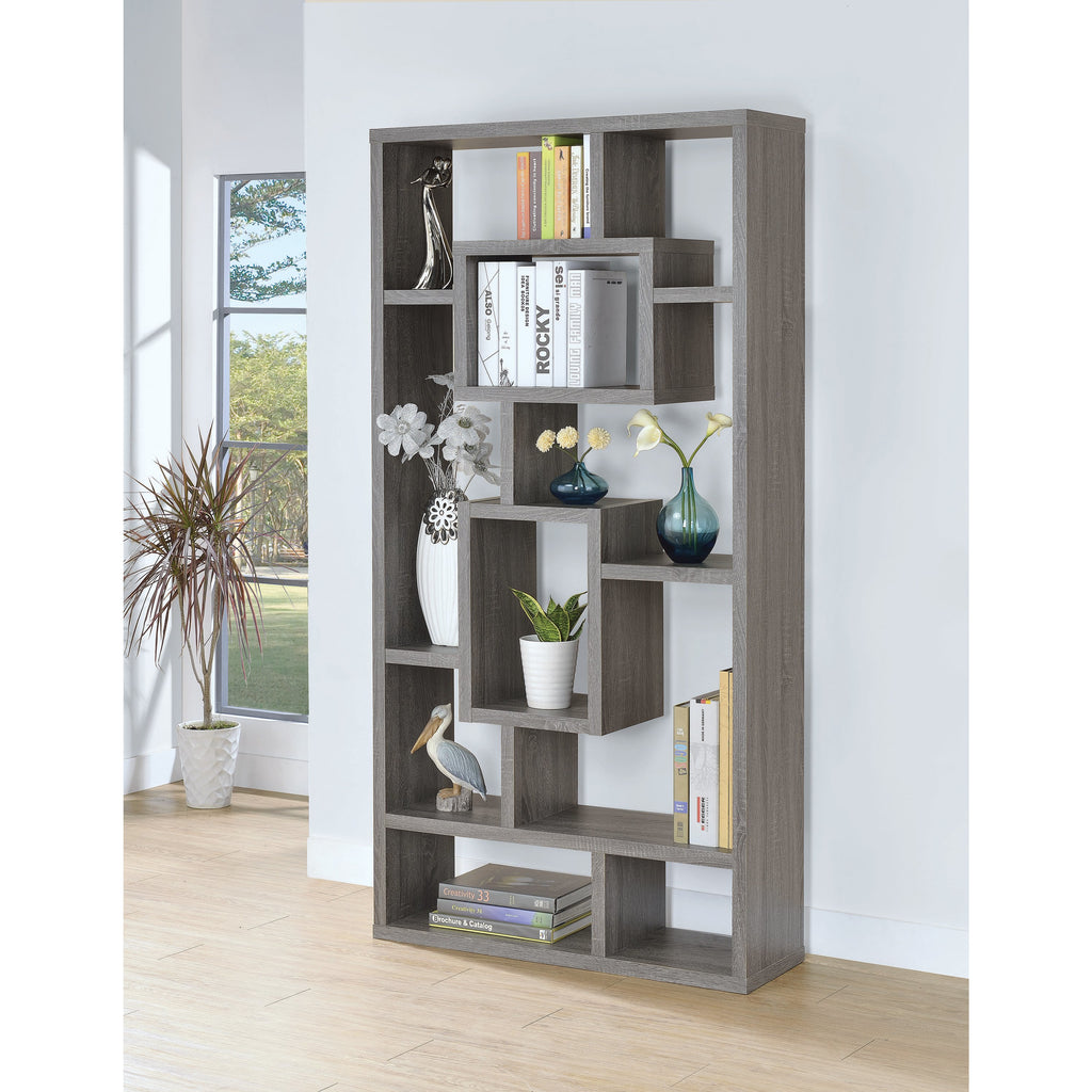 Dark Slate Gray 10-Shelf Rectangular Bookcase Storage Shelf White Space-saving Book organizer Home Decor