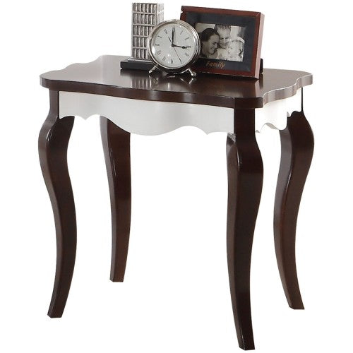 Dark Slate Gray Curved Leg End Table Side Desk Nightstand Bedroom in Walnut & White