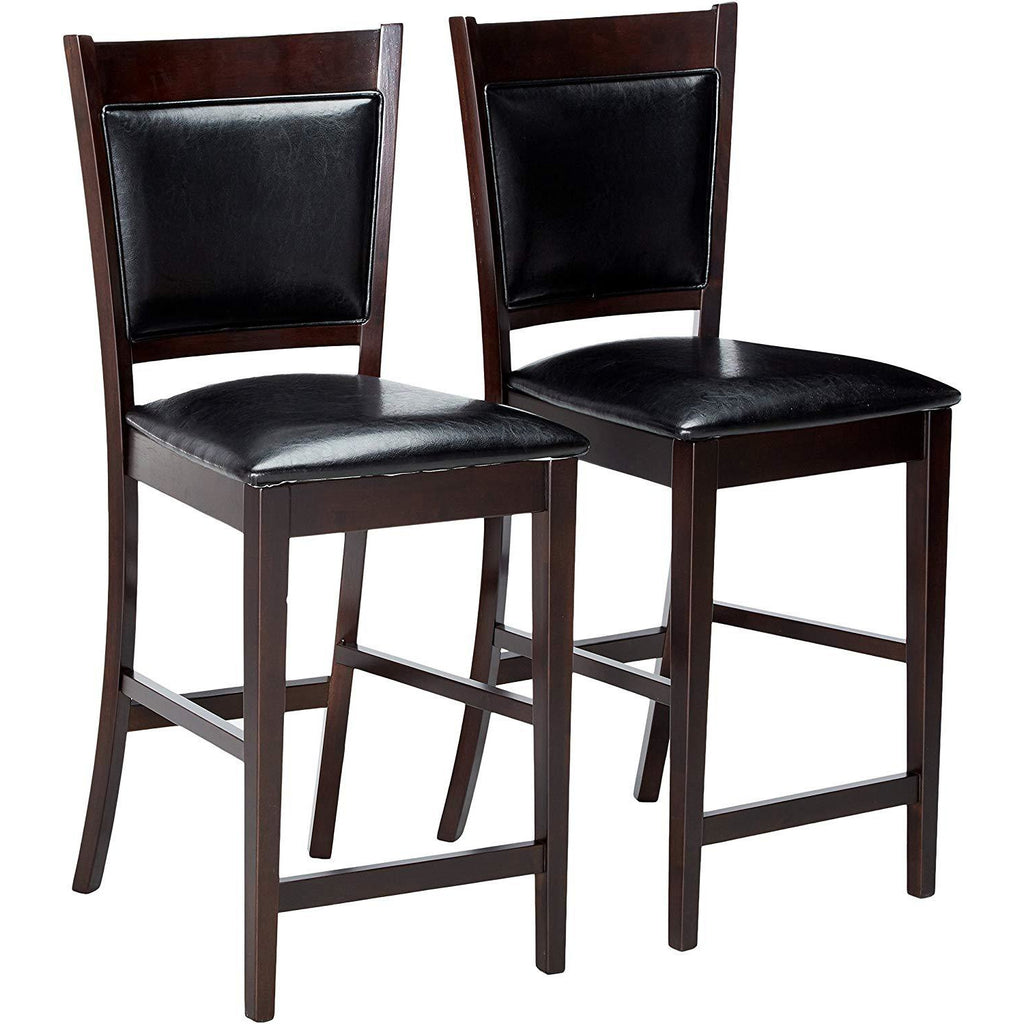 Set Of 2 Upholstered Seat and Back Counter Height Stools Dining Chairs With Footrest
