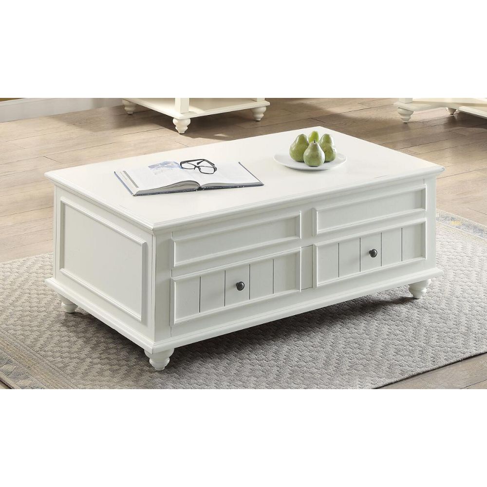Gray Natesa Rectangular Coffee Table w/Lift Top & 2 Drawers in White Washed