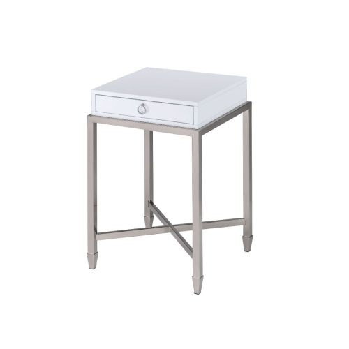 Lavender Belinut End Table With Metal Square Leg