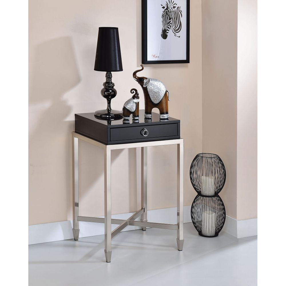 End Table With Metal Square Leg Black
