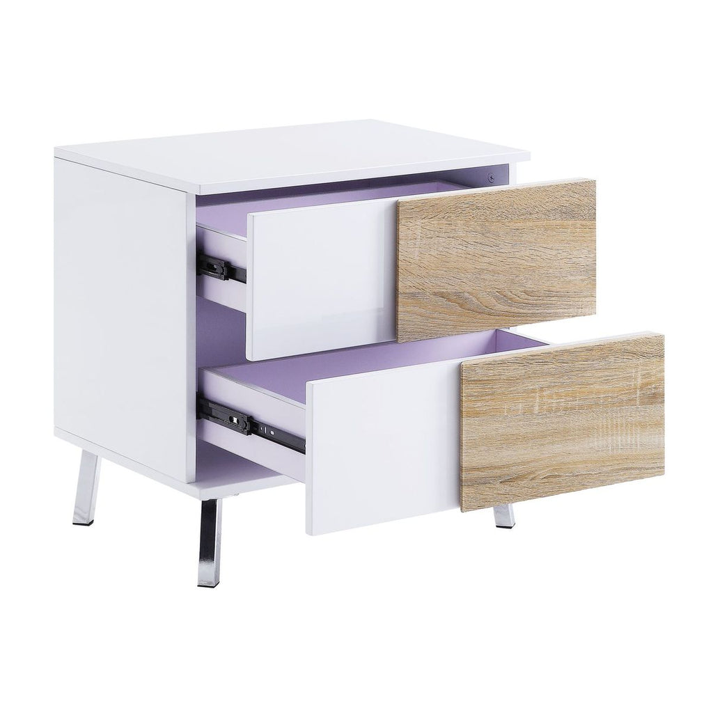 Lavender Verux End Table With 2 Drawers White High Gloss