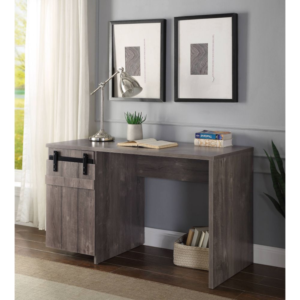 Rectangular Writing Desk With Shelves Gray Washed BH92205