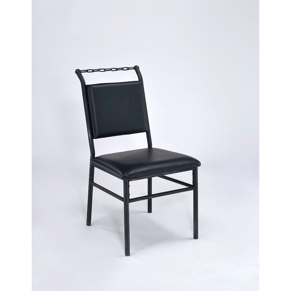 Dark Slate Gray 36" H Jodie Armless Chair With Padded Seat in Black PU & Antique Black