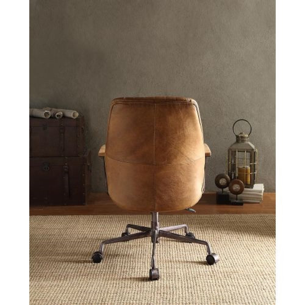 Modern Executive Office Chair Swivel Computer Gaming Chair w/Armrest Grain Leather Coffee