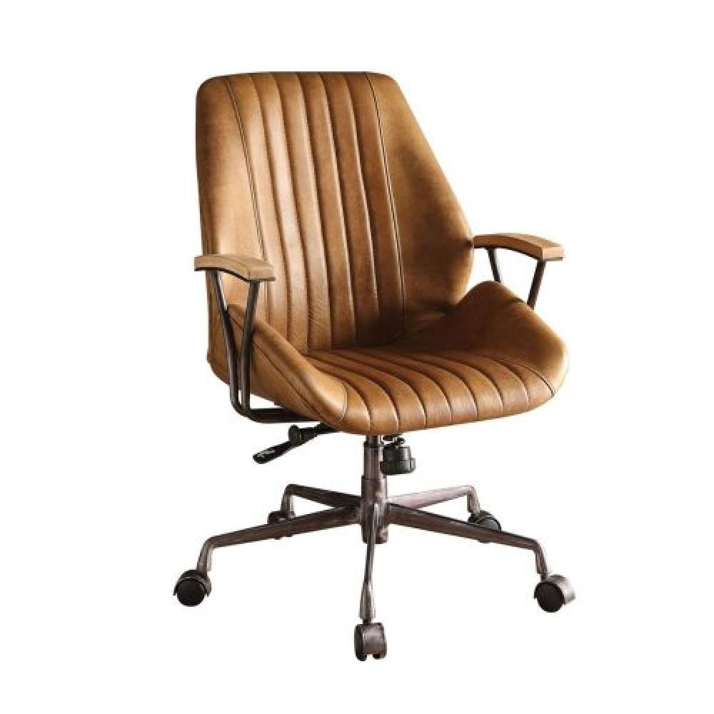 Modern Executive Office Chair Swivel Computer Gaming Chair w/Armrest Grain Leather Coffee