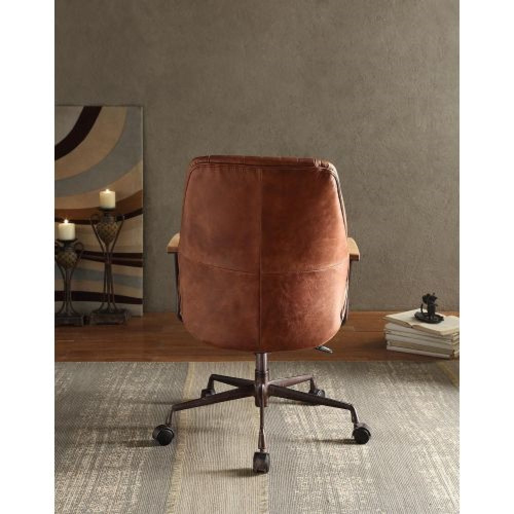 Modern Executive Office Chair Swivel Computer Gaming Chair w/Armrest Grain Leather Cocoa