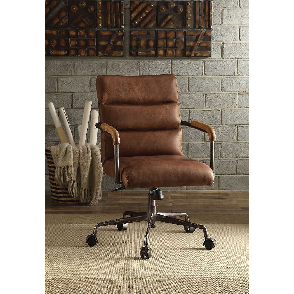 Dark Olive Green Modern Executive Office Chair Swivel Computer Gaming Chair w/Armrest Top Grain Leather