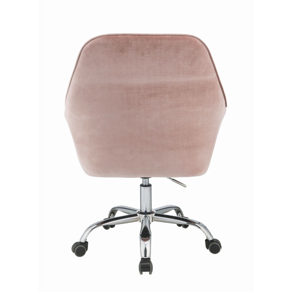 Swivel Seat and Adjustable Height Office Chair w/Casters in Peach Velvet & Chrome BH92504