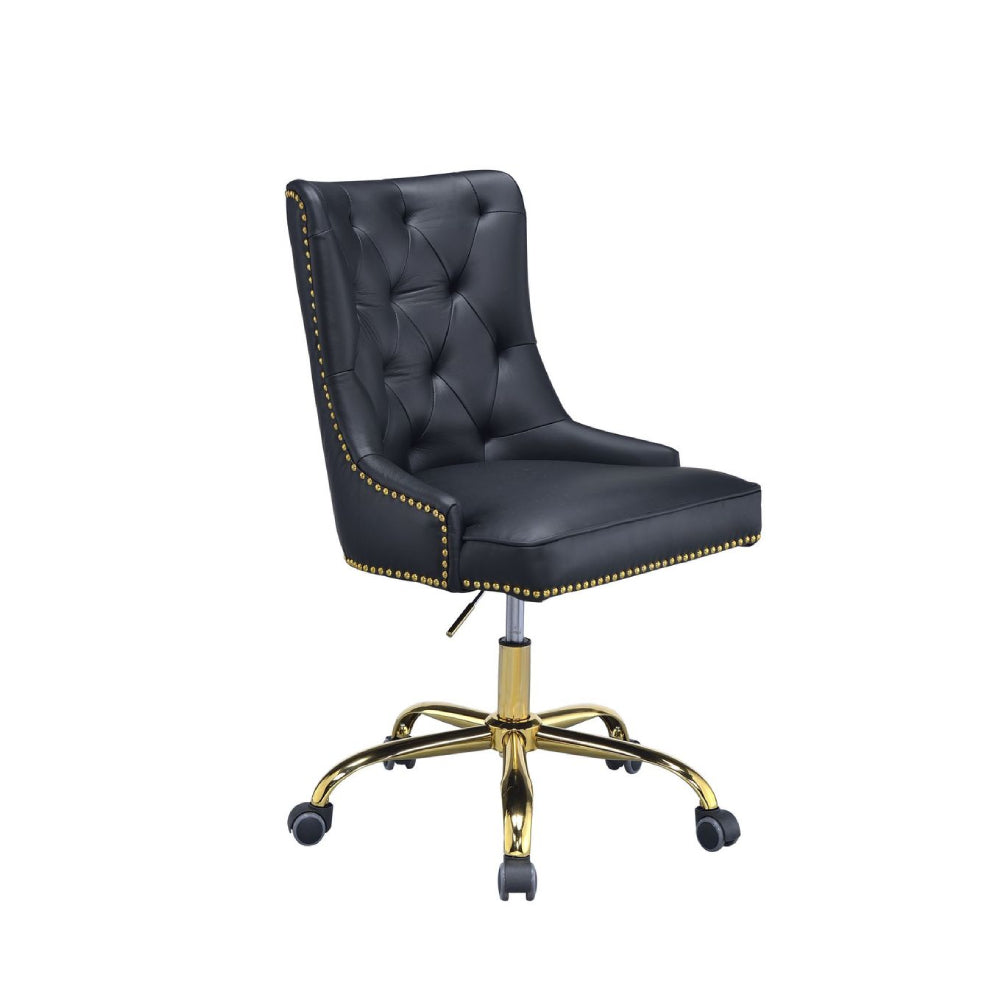 Purlie Office Chair Swivel Seat with 360 Degrees in Black PU & Gold BH92518