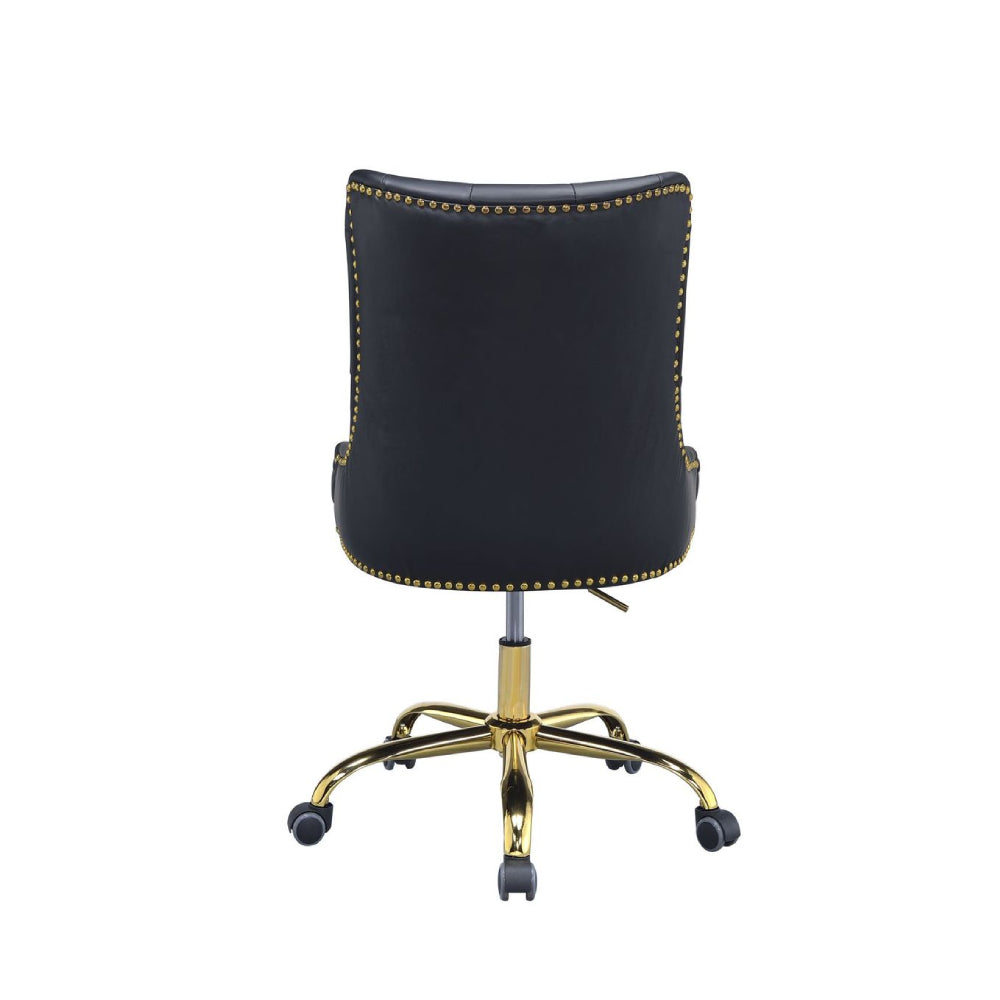 Purlie Office Chair Swivel Seat with 360 Degrees in Black PU & Gold BH92518