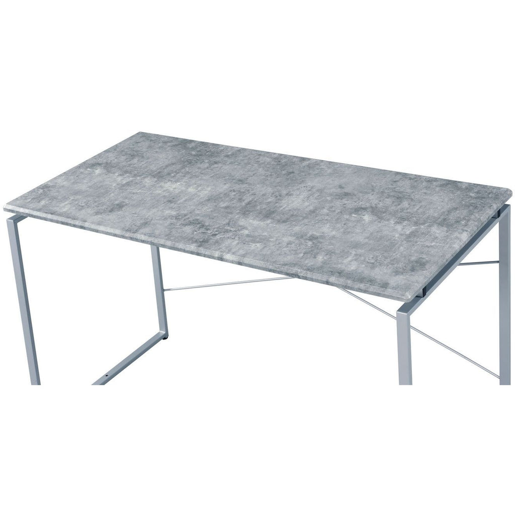 Dark Gray Industrial Faux Concrete Top Desk w/Metal Open Frame BH92915 BH92905